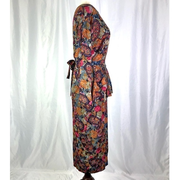 Vintage 1980s 80s Marvin Singer for Depeche Mode silk dress floral paisley 8/38 - Picture 6 of 12